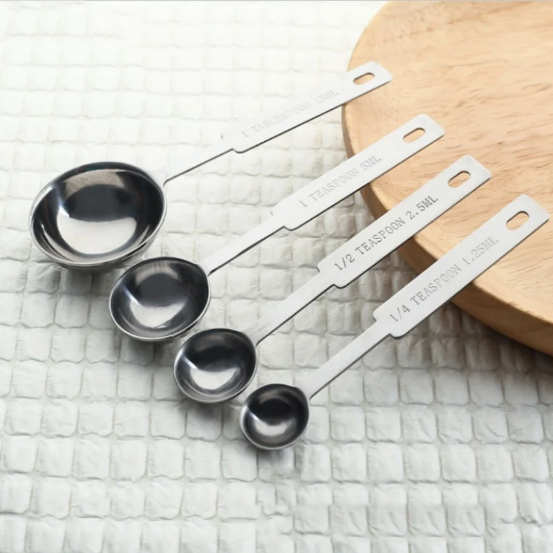 

Hot Stainless Steel Measuring Spoons Tea Coffee Measure Cooking Scoops 4/5 pcs Useful Home Kitchen Tools