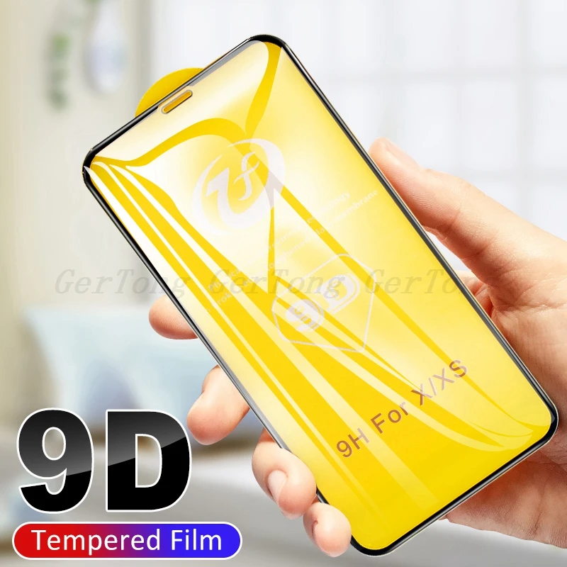 Закаленное стекло 9D для iPhone X 8 7 6 6s Plus XR Защита экрана Apple XS Max защитная