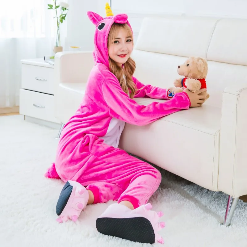 

new Warm winter Animal Adult Unisex Onesies Rose Red Unicorn Sets Pyjama Sleepwear Cosplsy Costume Halloween Clothes Kigurums
