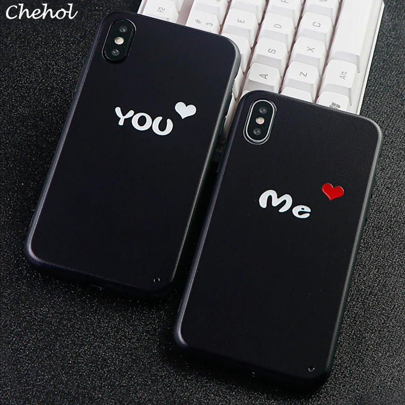 Couple Phone Cases for IPhone 6 s 7 8 Plus X XS MAX XR Love Heart Case Soft TPU Silicone Fitted Mobile Covers Accessories | Мобильные