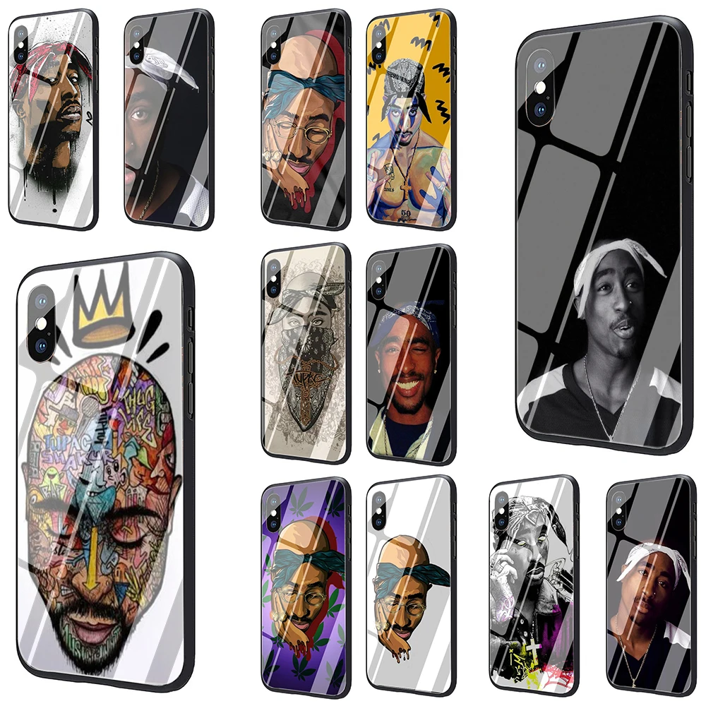 

2Pac Tupac Amaru Shakur Tempered Glass Phone Cover Case for iphone 5 5s 6 6s Plus 7 8 Plus X XR XS 11 Pro Max