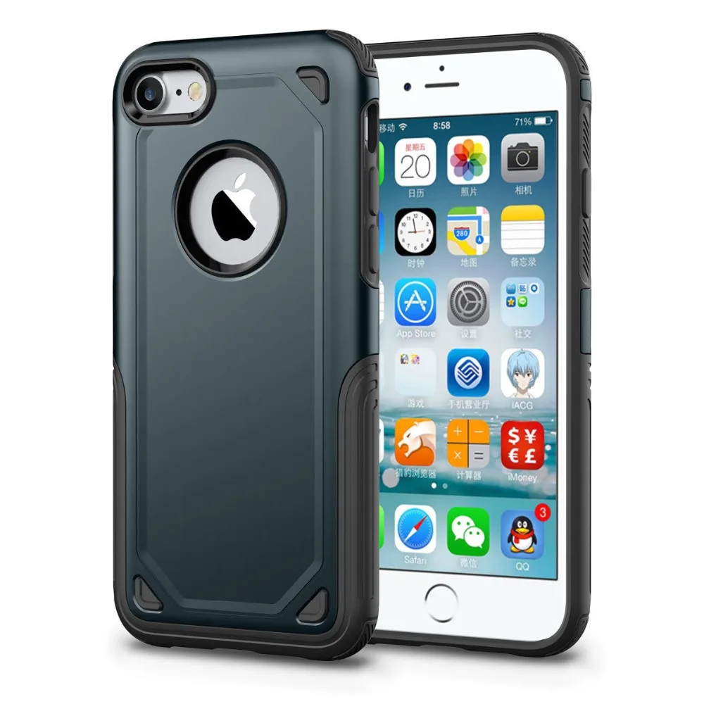 Military Shockproof Armor Phone Case For iPhone X XS 11 Pro Max XR 7 8 6 6S Plus Hybrid PC+Silicone Slim Rugged Protective Cover iphone 11 Pro Max  silicone case