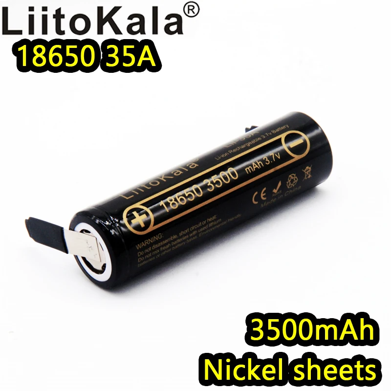 Liitokala lii-35A литиевая батарея 18650 3500 мАч Высокая Емкость 3,6 В высокая скорость разряда 10А никелевый ремень для аккумуляторной батареи