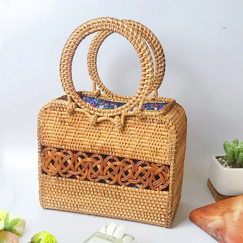 

bags for women 2019 Circle Handwoven Bali Round Retro Rattan Straw Handbag Crossbody Women's straw summer beach handbag
