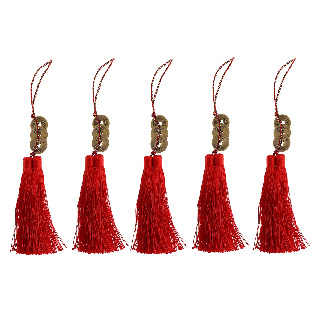 5 Styles Chinese Knot Charms Fengshui Symbol with Lucky Coins for Car/ Home Lucky Pendants /Embellishments