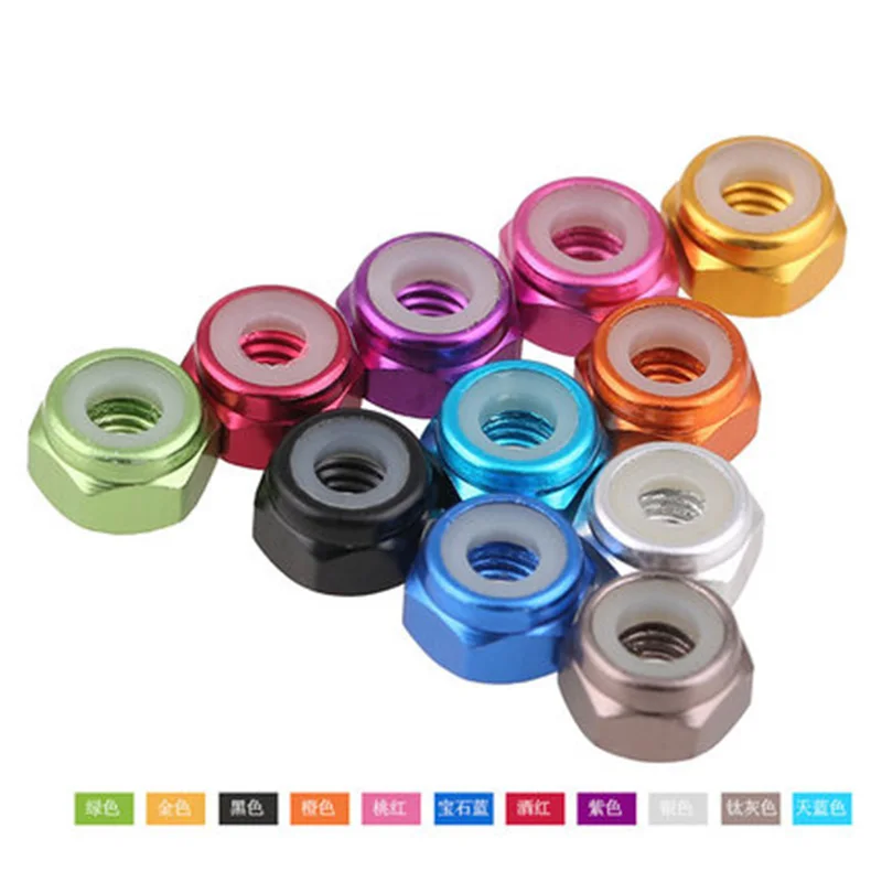 

2pcs M4 Aluminum alloy locks loose lock nut self-locking nylon ring color screw cap