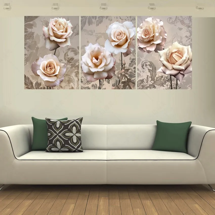 3 Panel Cuadros Decoracion Canvas Oil Painting Wall Modular Pictures For Living Room HD Print Flowers Mural Unframed | Дом и сад