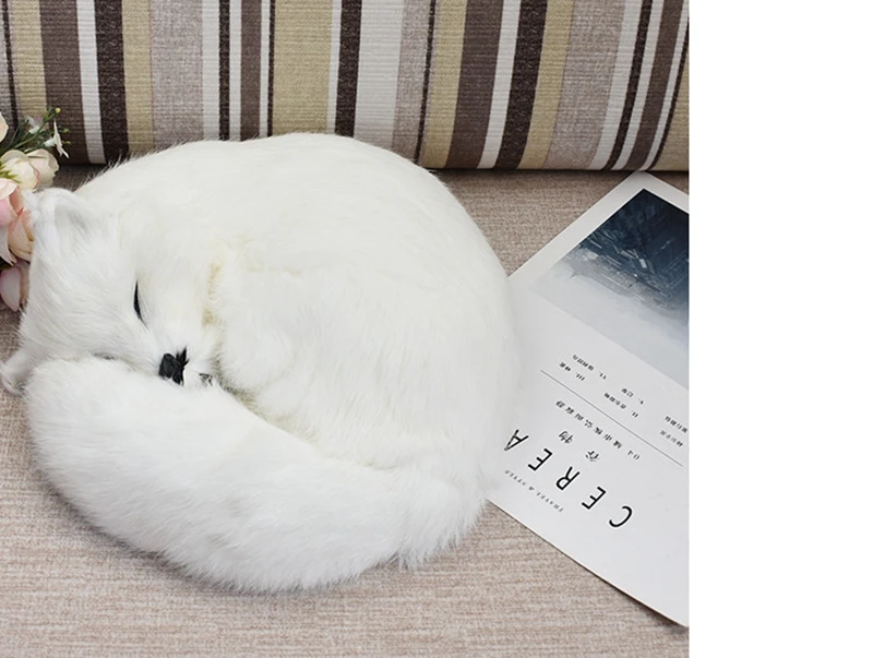 high simulation fox White fox Toy fairy Sleeping fox cute animal for girl girlfriends creative gift desktop car Decoration 27x27x12 DY80042 (9)