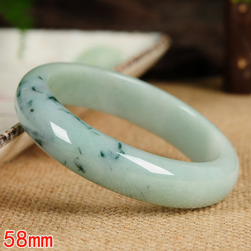 

Authentic natural A goods light green floating jade bracelets Myanmar jade 58# jade bracelets wristbands to send certificates
