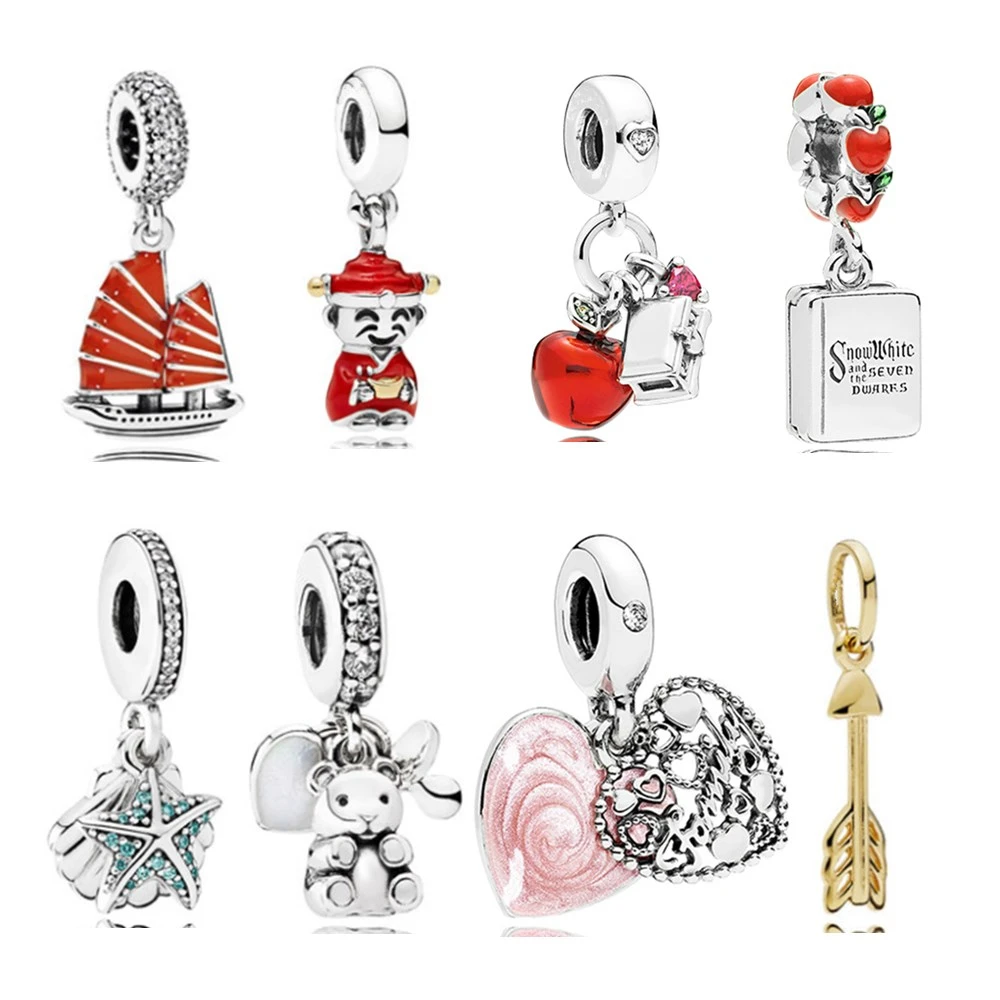 

AIFEILI Fit Pandora Bracelets Bangles Women New Fashion DIY Vintage Punk Ferry Starfish Bear Bow arrow LOVE Beads Charms