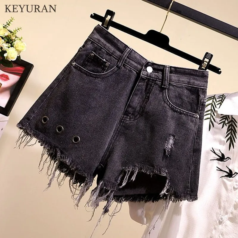 

Plus Size 4XL 2019 Summer Denim Short Jeans Women Sexy Hole Ripped Frayed Shorts Fashion Casual Loose Lady Hot Denim Shorts 3593