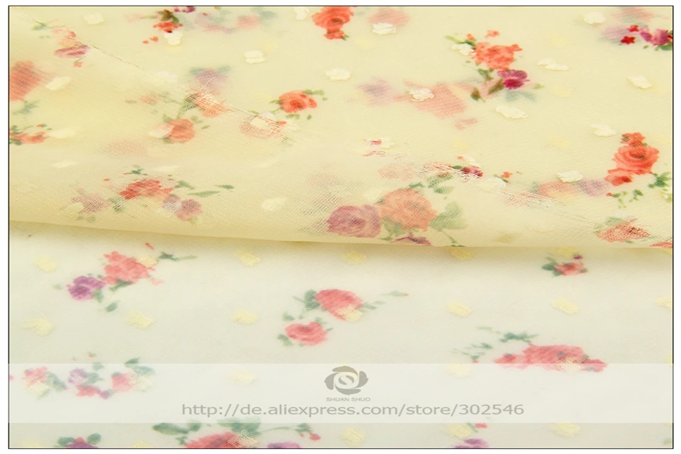 SHUAN SHUO полиэфирная шифоновая ткань с принтом для летнего женского платья ткань модные рубашки, топы с бретельками, юбки, шарфы