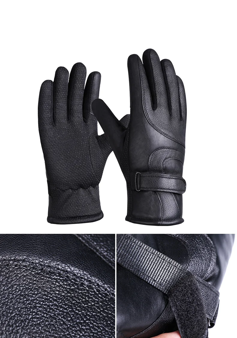 Зимние термальные велосипедные перчатки с защитой от ветра, с сенсорным экраном, для спорта на открытом воздухе, для мотоцикла, велосипеда, перчатка из искусственной кожи для мужчин, MTB