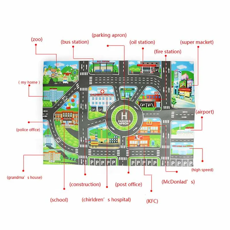 83*58 см Детский развивающий игровой коврик городской стоянки Дорожная карта DIY Модель автомобиля игрушки мат для скалолазания развивающий игровой ковер