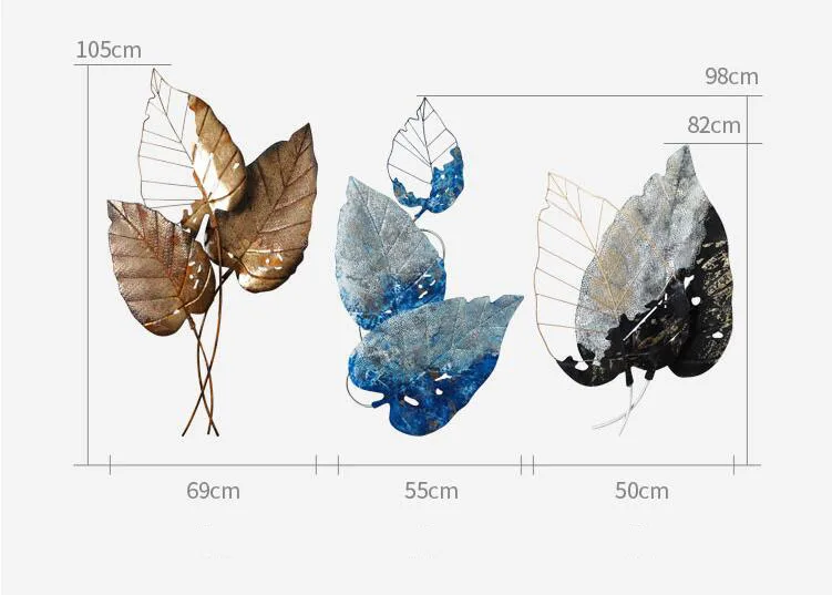 Простое настенное украшение гостиная стена современная Европейская кованая железная крыльцо металлическая стена украшение креативный лист настенный подвесной