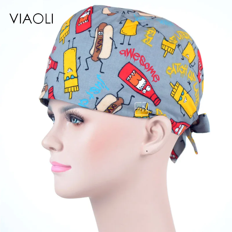 Viaoli женские Хирургические Скраб домашние медицинские шапки хирургическая шляпа цветная хирургическая Кепка мужские Мультяшные регулируемые
