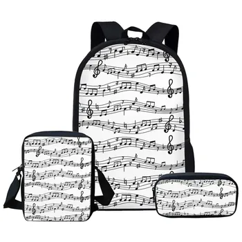 

ThiKin Women Men Backpacks Music Note Printed School Bags Set For Teenage Girls Shoulder Bag Children Satchel Backpack
