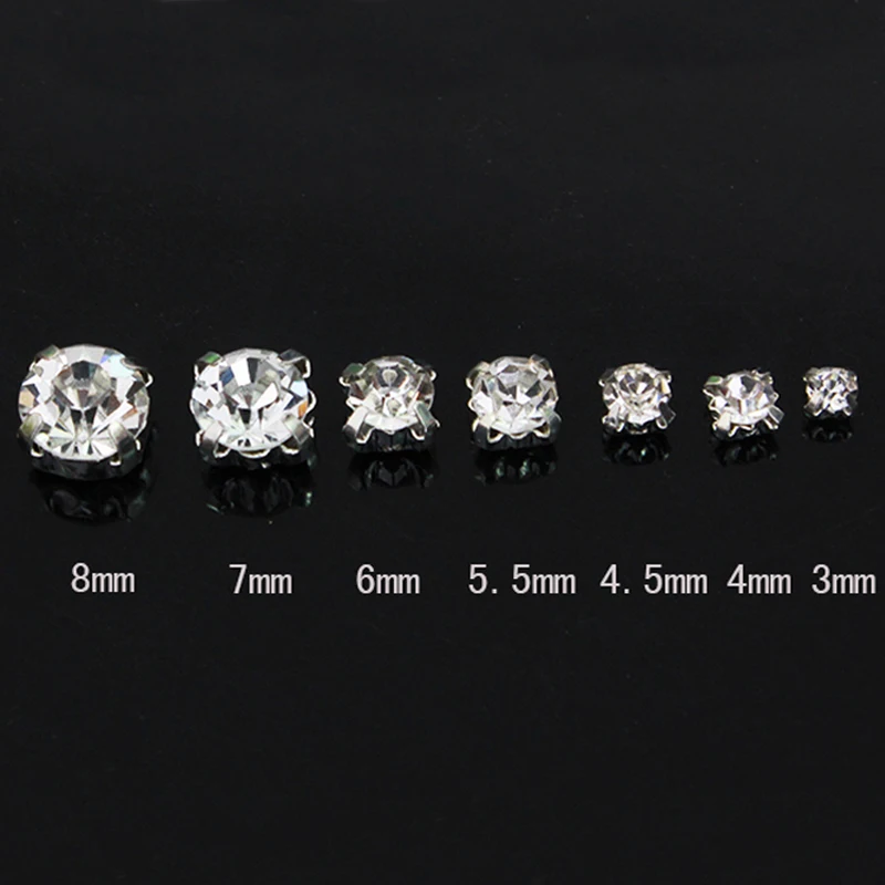 

Hot Sale 2017 Sewing Rhinestones Crystal Clear Color Shiny Strass Rhinestones In Silver Claw SS12 SS16 SS20 SS24 SS28 SS34 SS38