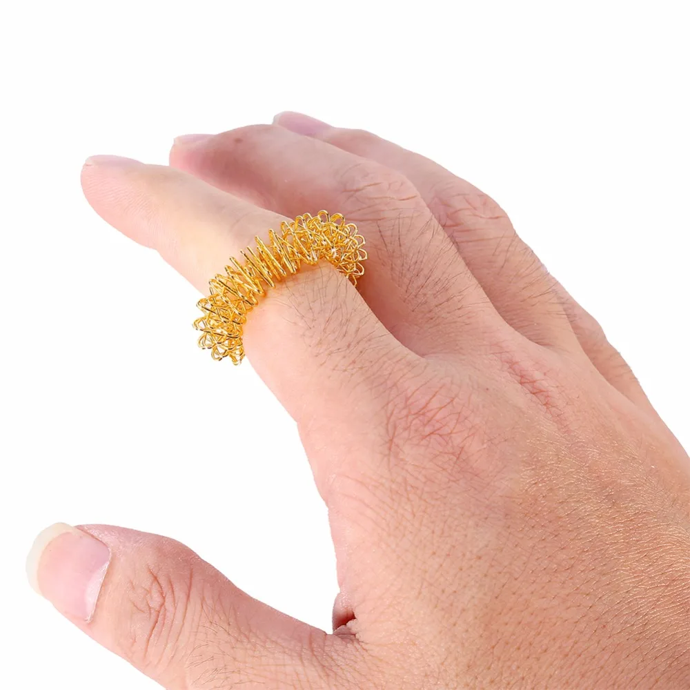 10PCS Gold Acupuncture lose Weight Ring Finger Massage Ring Body