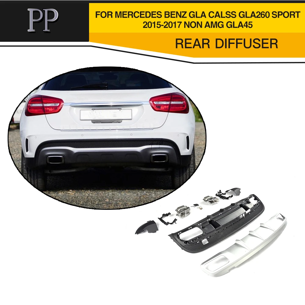 PP Car Rear Lip Diffuser With Exhaust Muffler For Mercedes Benz GLA Calss GLA260 Sport SUV 2015-2017 | Автомобили и мотоциклы