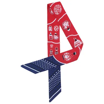 

Small Ribbon Multi-function Fashion Ladies Twill Silk Riband Scarves Vintage Dot Printed Bags Scarf Hair Handbag Female