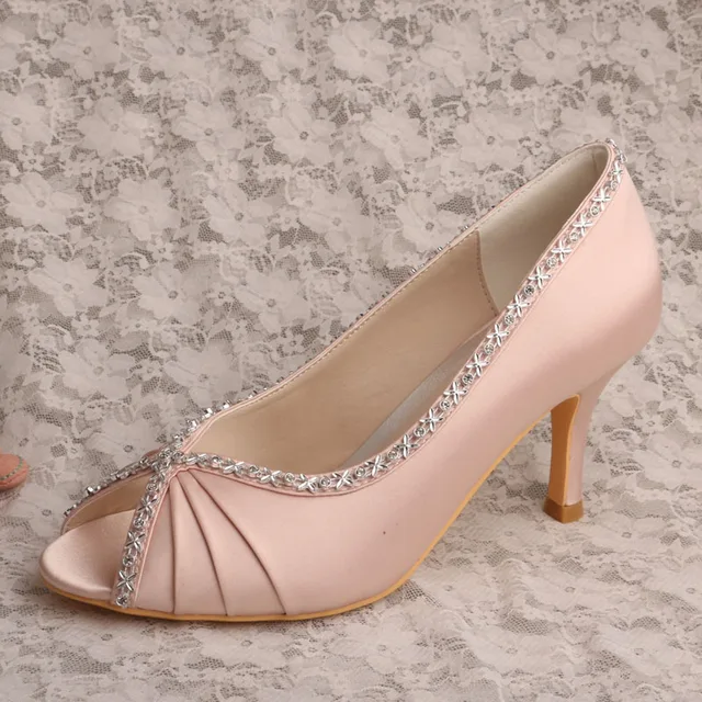 Wedopus Mw627 High Heel Blush Pink Wedding Shoes Bridal Pump Open Wedopus Mw627 High Heel Blush Pink Wedding Shoes Bridal Pump Open Toe Autumn
