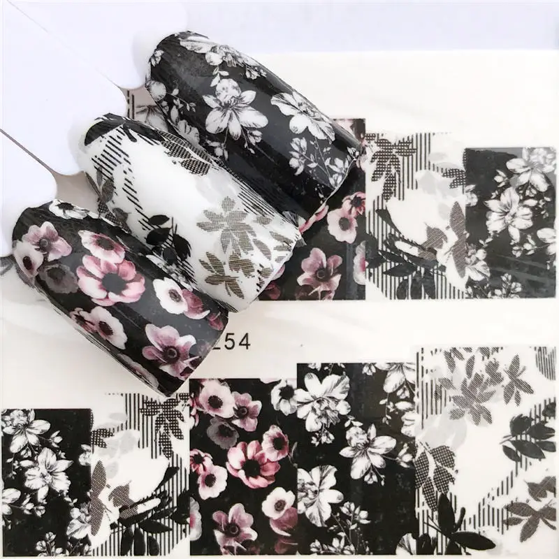 

1 PC Black Flower / Flower Fairy Designs Water Transfer Sticker Nail Art Decals DIY Fashion Wraps Tips Manicure Tools