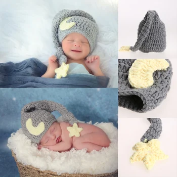 

Newborn Photography Props Handmade Baby Girls Boys Crochet Knitted Soft Hat Beanie Cap Infant Photography Accessories 0-4 Months