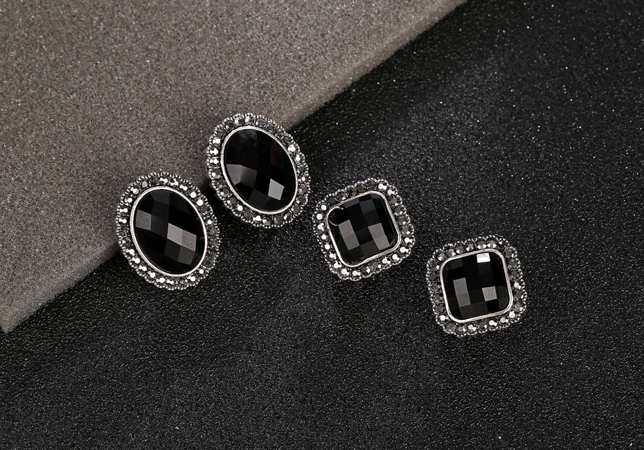 Бренд, очаровательные модные темпераментные Ретро Винтажные серьги, Преувеличенные черные камни, серьги-гвоздики с драгоценными камнями для женщин, brincos XY-E195
