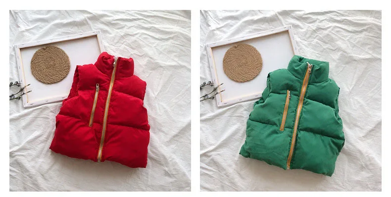 Velour Sleeveless Long Solid Boys Warm Jackets For Girls Winter Vests Kids Outerwear Tops Clothing Baby Zipper Cotton Vest Girls (13)