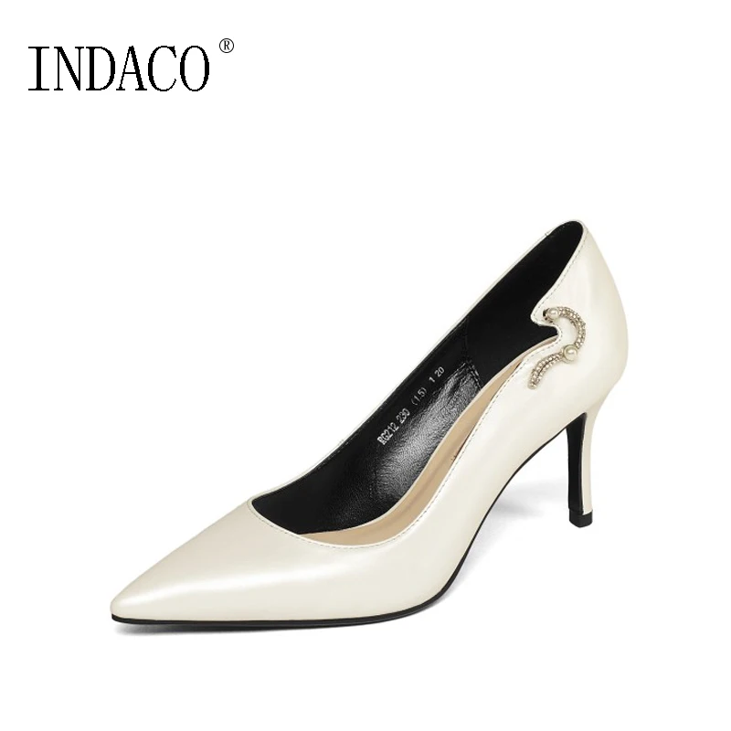 

Fashion Black White High Heel Pumps Mid Heel 7.5cm Ladies Shoes with Heels Scarpe Donna Tacco Alto Sexy