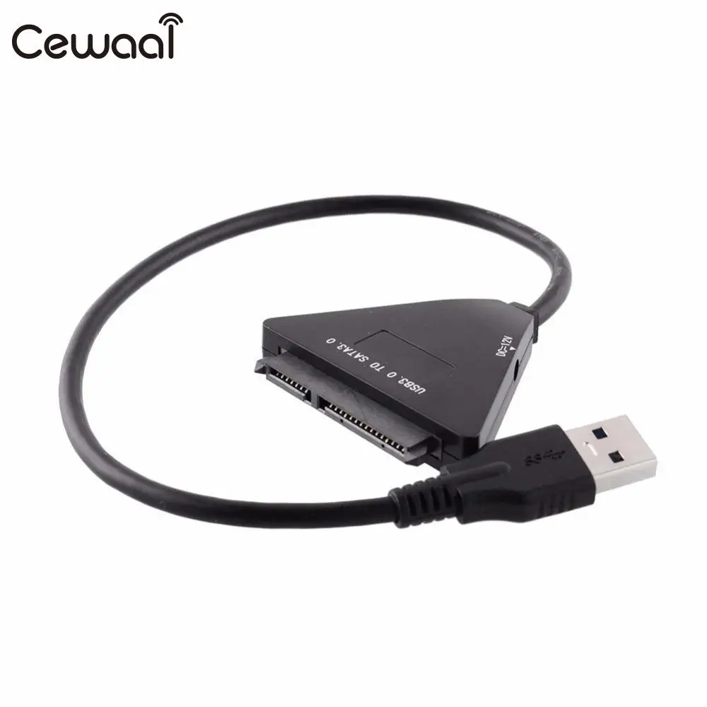 

Cewaal USB 3.0 to 7+15P SATA 3.0 Adapter Card Cable 12V DC Jack HDD SSD Converter