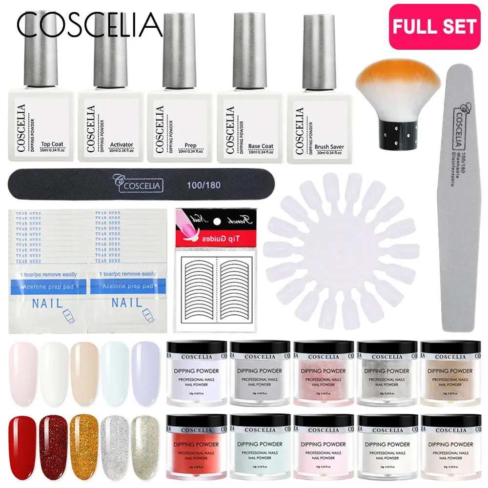 

2019 COSCELIA Set For Manicure Dip Powder Nail Gel Set Full Manicure Tools Kit All For Nail Art Gel Nail Polish Design Kit
