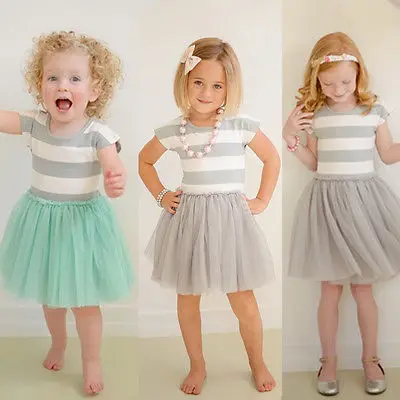 

New 2015 Striped baby Girls dress summer Toddler Kids Clothes Sleeveless girl Tutu Dress Party Dresses