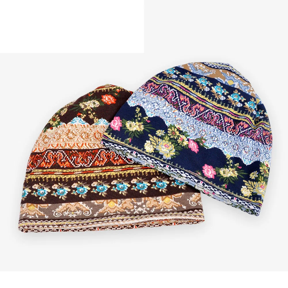 Women Floral Cancer Chemo Hat Beanie Scarf Turban Head Wrap Cap Cotton Casual Fitted Knitted Hat For Women High Quality#O