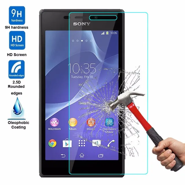 Закаленное Стекло для sony Xperia E3 E4 E4G E5 M2 M4 M5 C3 C4 C5 T2 T3 Экран защитная плёнка для НУА Вэй для dvb T C E на возраст 3, 4, 4G, 5 м 2