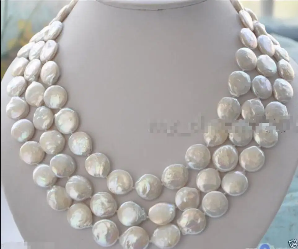 

Hot sale new Style >>>>>Handmade Long 11-12MM Natural White Round Coin Freshwater pearl Necklace 48''