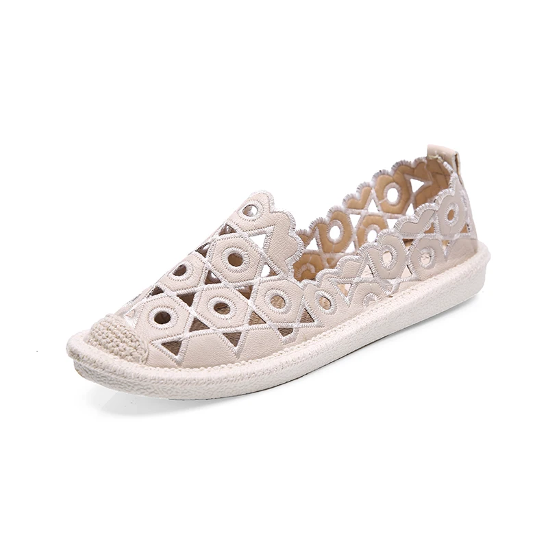

Women's Flats Shoes Embroidery Fisherman Female Slip On Loafers Summer Women Shoes Cut Out Hollow Out Casual Shoes Moccasins