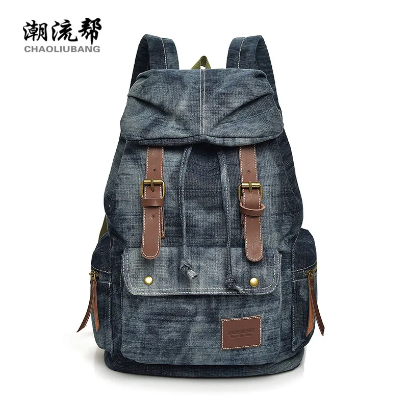 vintage denim backpack