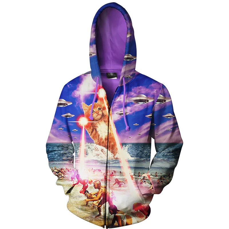 zip up cat hoodie