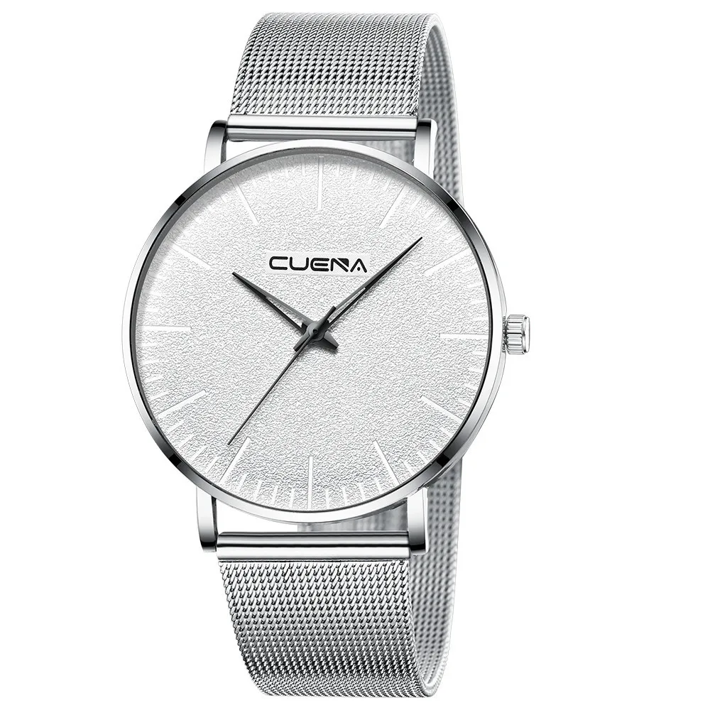 Новые повседневные часы CUENA, мужские спортивные наручные часы, кварцевые часы из нержавеющей стали с сетчатым ремешком# NE1210