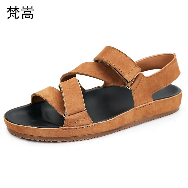 

Summer Genuine Leather roman sandals men high thick soles gladiator sandals men beach shoes all-match cowhide outdoor anti-skid