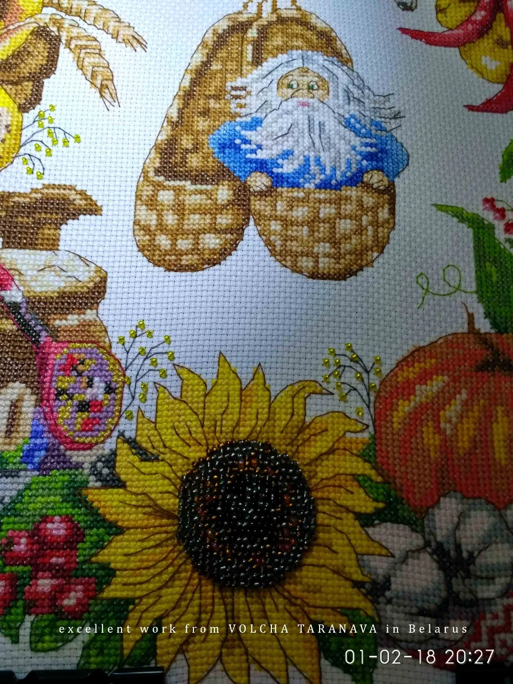 Cross Stitch Kit Amishop Food Wreath Garland of Plenty Fruit Flower Bread Christmas
