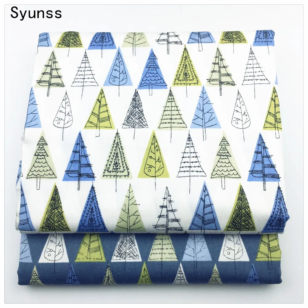 

Printed Twill Cotton Fabric diy sewing baby cloth Quilting kids bedding textile Patchwork Fabric diy tecido blue yellow trees