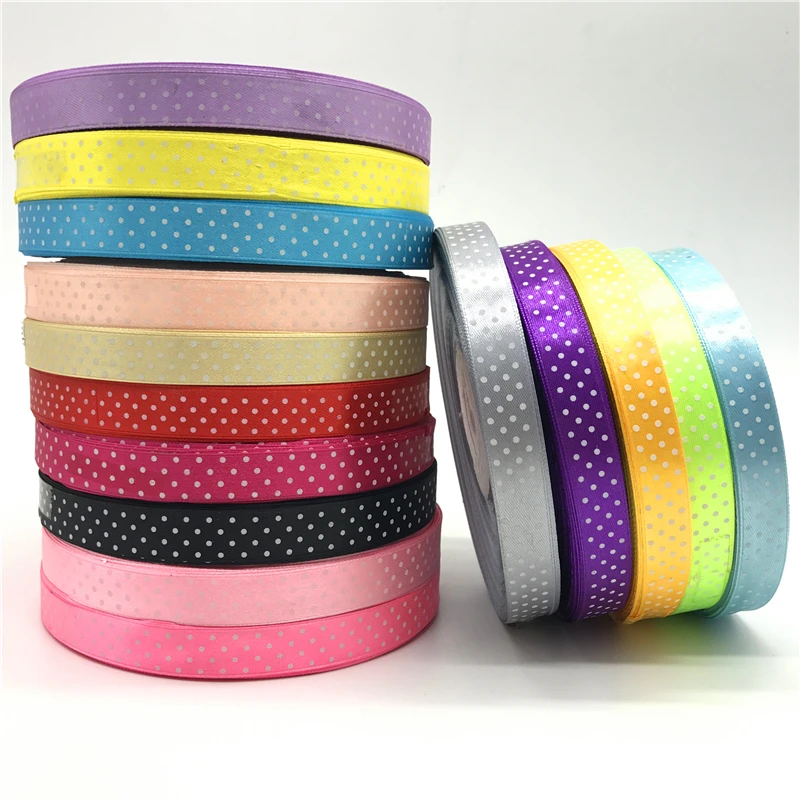 

5Yards/lot 5/8" 15mm Light purple Printing Polka Dot Satin Ribbon Hair Bow Party Christmas Wedding Decoration DIY Sewing Craft
