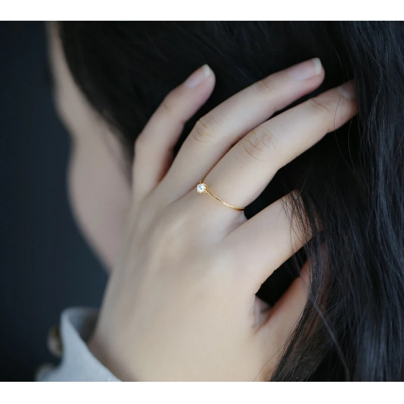 DAIMI 2,5-3 мм крошечное жемчужное кольцо Akoya G14K Золотое кольцо Белый Идеальный Круглый жемчужный хвост кольцо