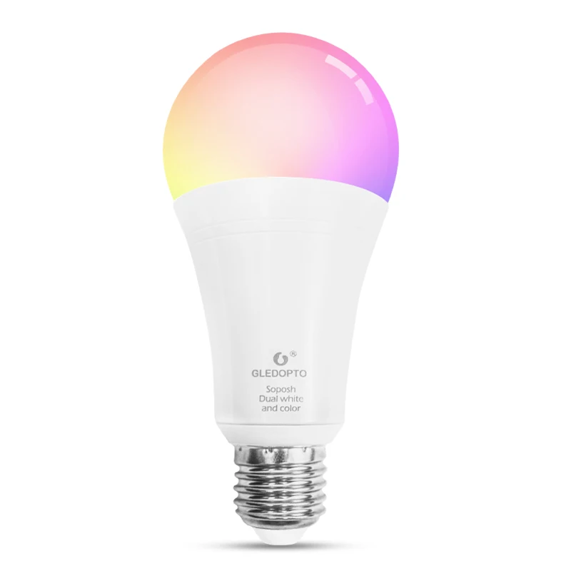GLEDOPTO LED ZIGBEE 12W RGB+CCT bulb AC100-240V RGB and dual white dimmer LED bulb work with amazon echo plus and many gateways