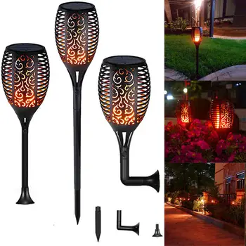 

96 LED Solar Torch Light Flickering Dancing Flame Garden Waterproof Yard Lamp