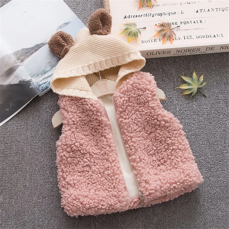 

0-3 year baby girl clothes winter casual Solid cartoon thicken kid children girl clothing jacket outerwear coat baby girl vest
