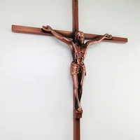 10 Inch Red Copper Plated First Communion Big Wall Cross Saint Benedict Crucifix 2